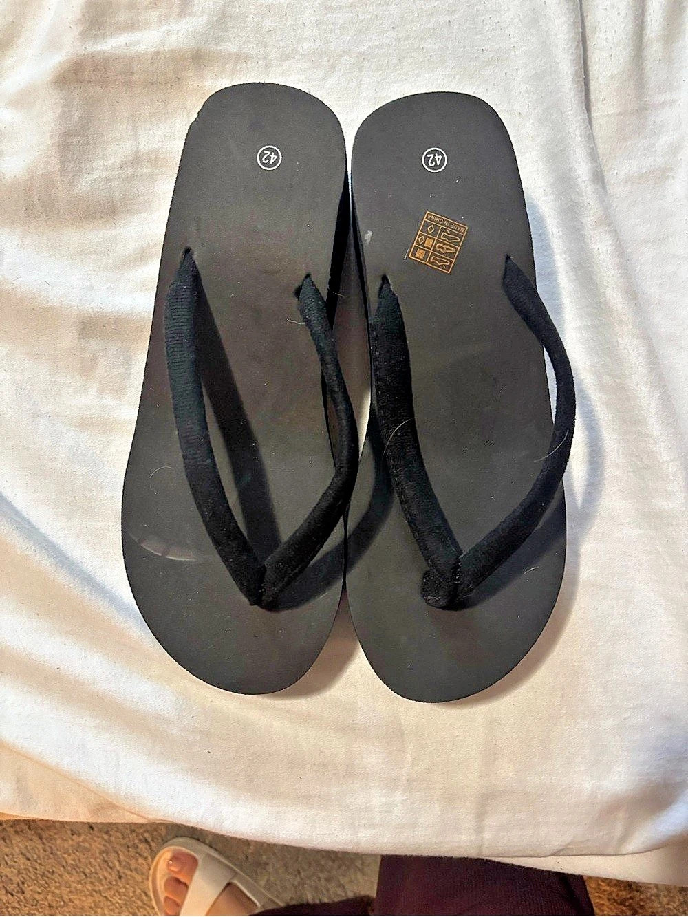 Black Wedge Flip Flop Sandals US 7